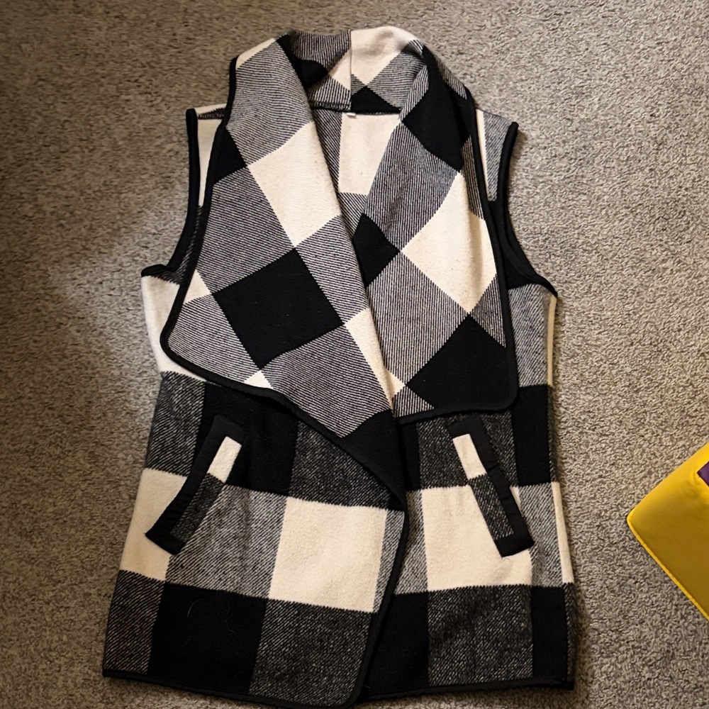 Black and White Plaid Vest